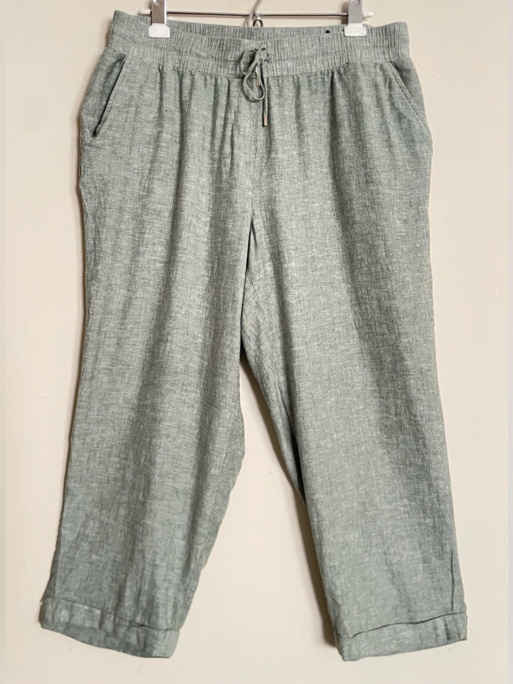 Jones New York Green Cropped Linen Blend Pants